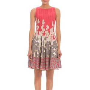 NIC+ZOE Coral and Cream Floral Fit-and-Flare Dress